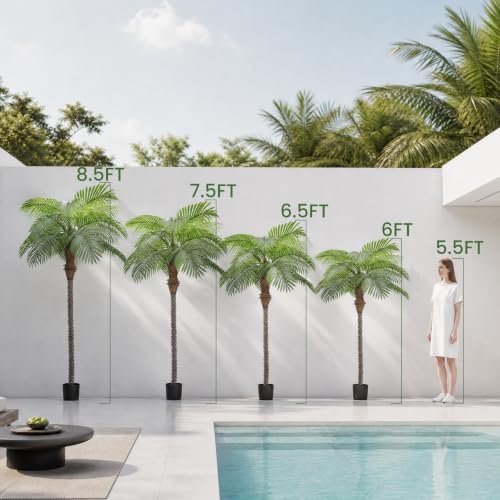 Artificial Palm Trees for Outdoors,6.5ft Tall Fake Plant for Indoor/Outdoor