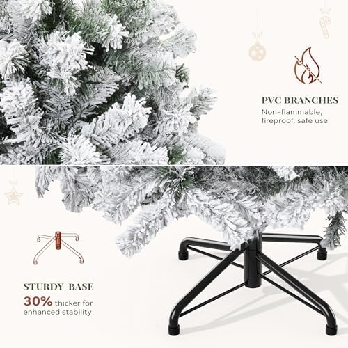 YITAHOME Prelit Snow Flocked Christmas Tree 6ft with Remote