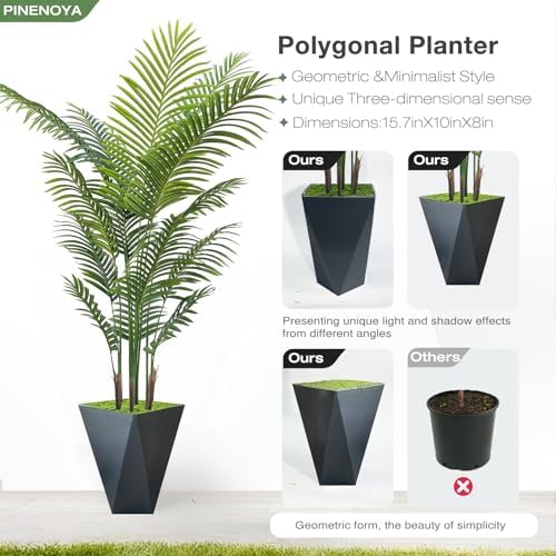 Artificial Palm Trees 6FT Tall Fake Palm Tree Indoor,Faux Tropical Areca Floor Plant with Black Planter, Fake Silk Plants in Pot for Home Office Living Room Bedroom Decor