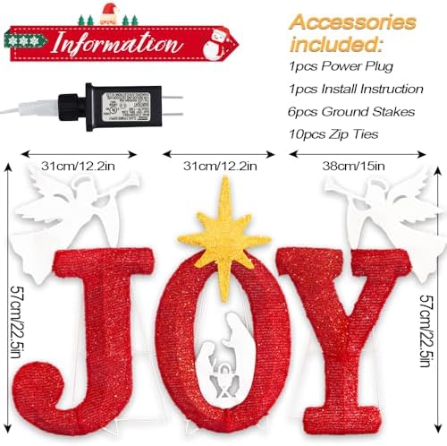 Lighted Joy Christmas Yard Outdoor Decoration 22.5In Large Nativity Scene