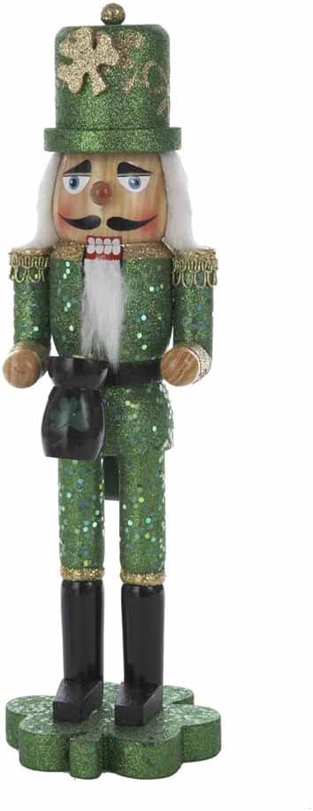 Kurt Adler 15-Inch Wooden Irish Nutcracker on Shamrock Base