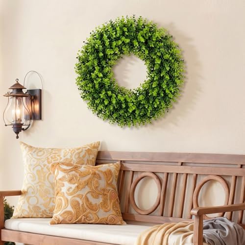 24" Artificial Eucalyptus Wreaths for Front Door Green Wreath All Seasons