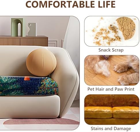 Colorful Christmas Tree Seat Cushion Cover Set, Holiday Painted Tree Sofa Cushion Slipcover, Stretch Couch Seat Protector with Elastic Bottom,8PC