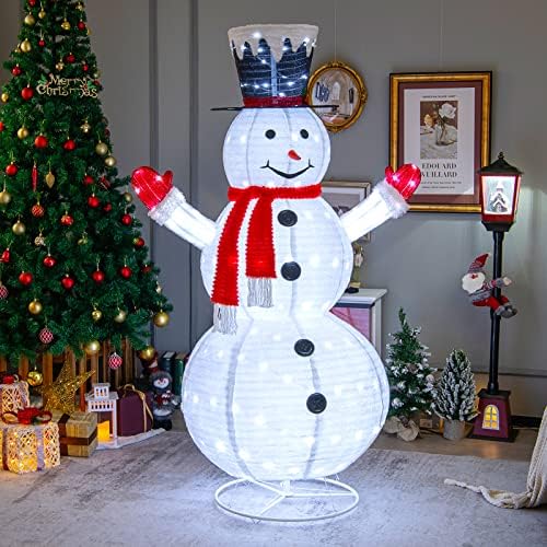 Tangkula 6 FT Lighted Christmas Snowman, Pop-Up 3D Xmas Pre-lit Snowman