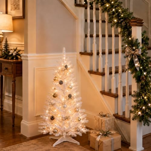 4FT White Artificial Small Christmas Tree Mini Tabletop Decor