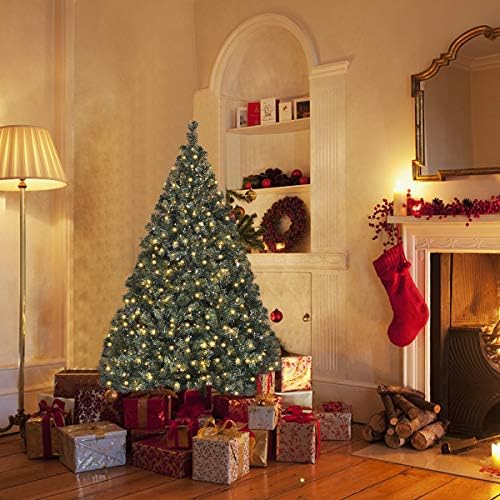 HAPPYGRILL 4.5FT Pre-Lit Artificial Christmas Tree, Auto-Spread Premium Spruc...