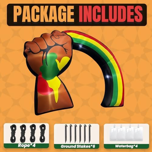 6FT Juneteenth Inflatable Archway Outdoor Decorations, Raised Fist Blow Up Yard Decor with LED Lights for Juneteenth Freedom Day Celebrations, Backyard Cookout Lawn Garden Porch Community Gatherings