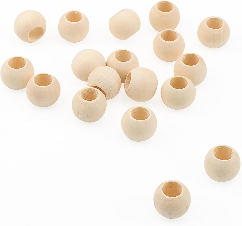 lexinin 300 pcs 20mm unfinished wood beads, large, package contents