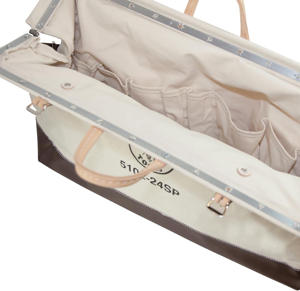 Klein Tools 5102-24SP Deluxe Canvas Tool Bag 24-Inch Made of Natural Canvas w...