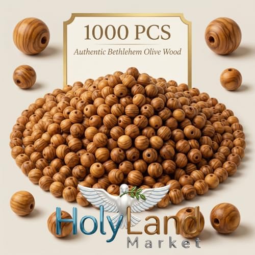Holy Land Market Olive Wood Beads 10mm, 1000 Piece Bag, Bethlehem