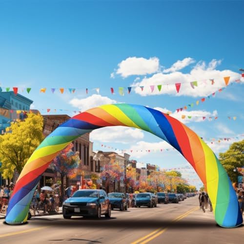 OZIS 26Ft Inflatable Arch - Rainbow Inflatable Arch with Built in 150W Blower for Birthdays, Parties, and Garden Decor | Inflatable Archway for Outdoor Events and Commerce Advertising