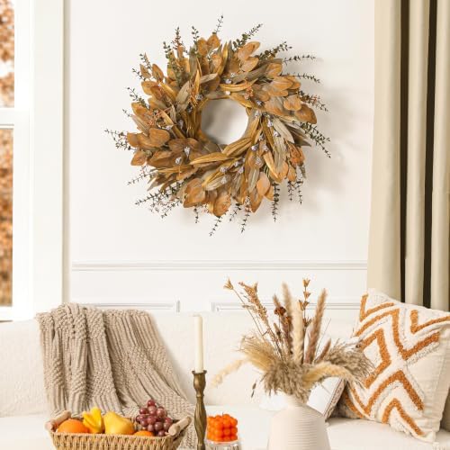 26'' Fall Wreath with Eucalyptus & Berries for Front Door Outdoor Decor