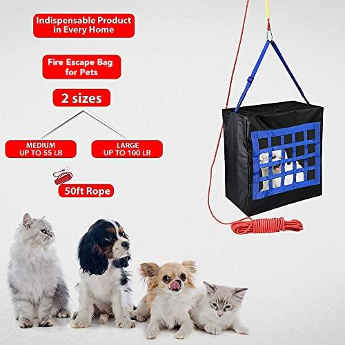 Emergency Escape Bag for Pets up to 100 Lb, Rope 50ft Incl, 28"x21"...