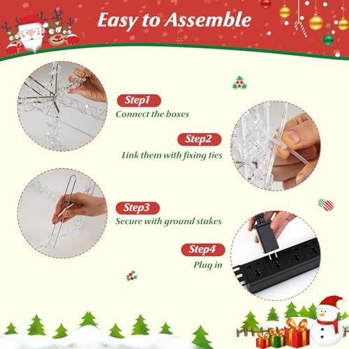 Tangkula Set of 3 Stacked Lighted Gift Boxes, Pre-Lit Box