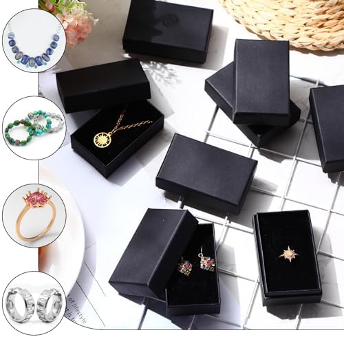 Batiyeer 96 Pcs Black Cardboard Jewelry Boxes with Lids, 3.2 x 2 x 1 Inch