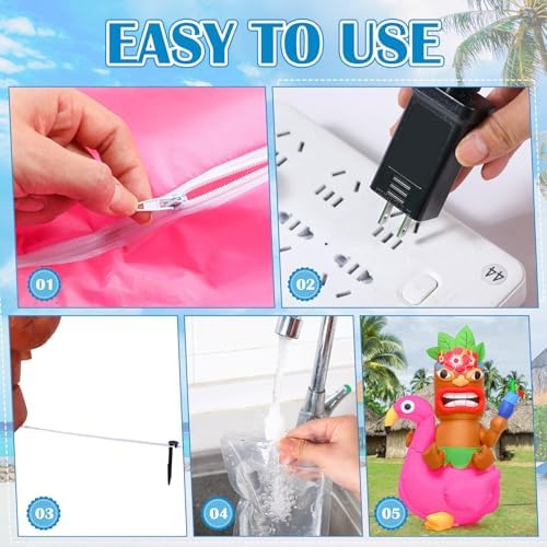 Shappy 5ft Inflatable Flamingo Lighted Blow up Tiki Hawaiian Party Decor