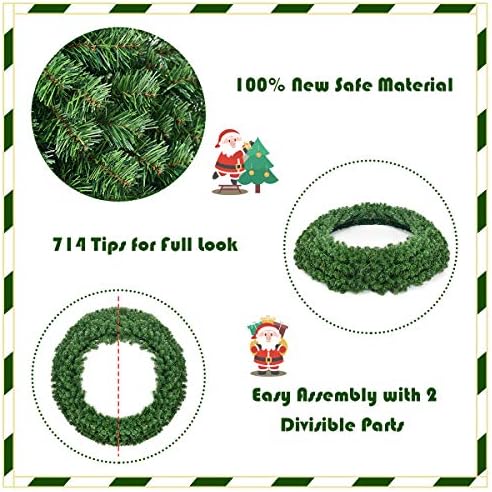 Goplus 48 Inch Large Pre-Lit Christmas Wreath, Battery Operated Winter Wreaths for Front Door with 200 LED Lights and Timer, Lighted Artificial Hanging Xmas Wreath for Windows Wall Mantel Home Decor