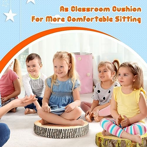 Juexica Decorative Round Wood Stump Throw Pillow Tree Floor Cushion, 8 Pcs