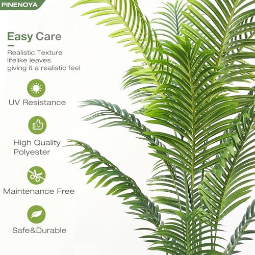 Artificial Palm Trees 6FT Tall Fake Palm Tree Indoor,Faux Tropical Areca Floor Plant with Black Planter, Fake Silk Plants in Pot for Home Office Living Room Bedroom Decor