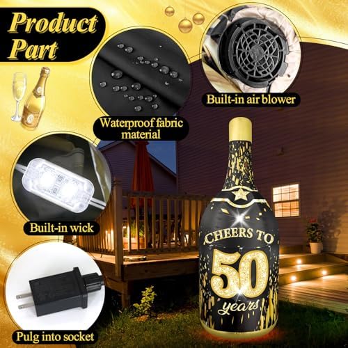 6FT 50th Birthday Inflatable Outdoor Champagne Bottle Decorations