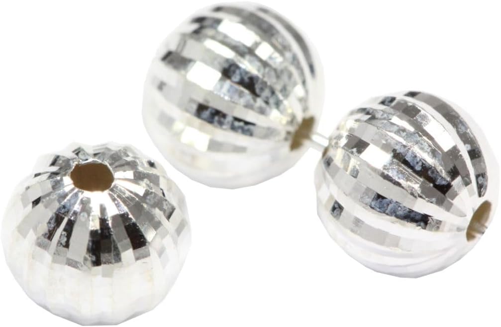 30pcs Adabele Real Sterling Silver 6mm Diamond-Cut Corrugated Round Beads
