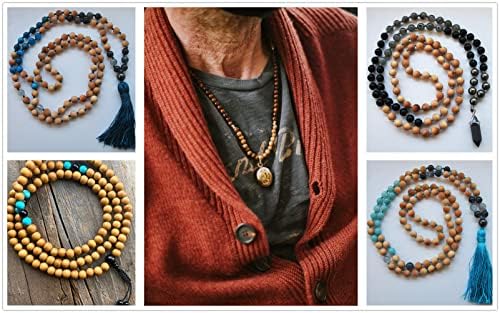 500pcs 8mm Natural Sandalwood Round Beads Gorgeous Craft Handmade Polished Spacer Mala Pray Beads with Elastic Cord for Bracelets DIY Rosary Tasbih Jewelry Making