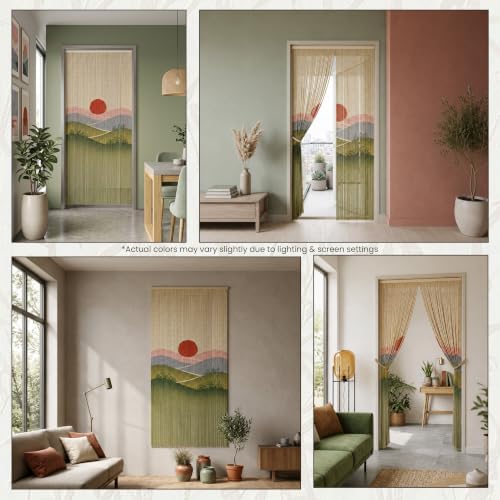 Sunset Field Beaded Bamboo Curtain for Doorway 35.4" x 78.7"