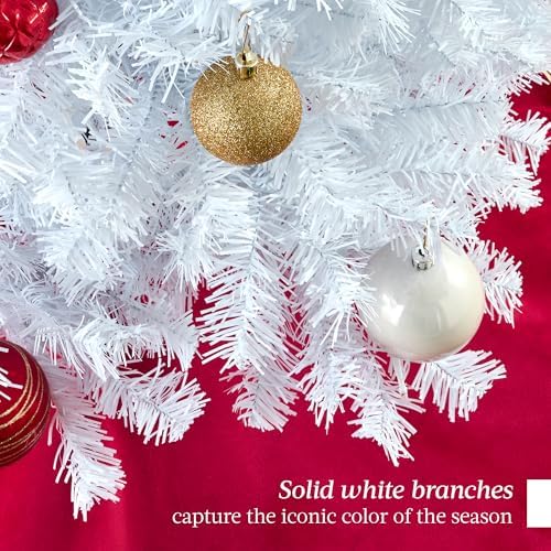 Best Choice Products Artificial Christmas Tree, White 6ft Premium Pine Unlit Holiday Decoration, Full Size Décor Easy Assembly w/Metal Stand