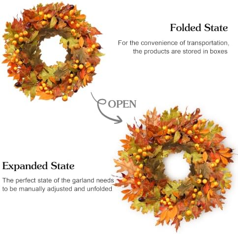 MUMTOP 22" Fall Wreaths for Front Door, Thanksgiving Harvest Decor