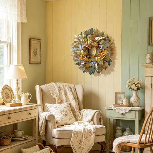 WANNA-CUL 22 Inch Eucalyptus Fall Front Door Wreath Harvest Farmhouse Decor