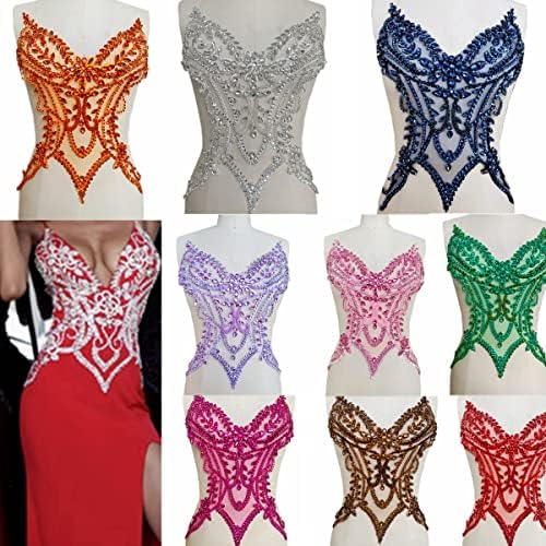 Handmade Rhinestones lace Applique sew on Beads Sequins Trim Patches Accessor...