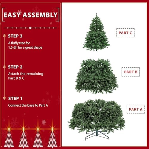 Yaheetech 7.5ft Pre-lit Christmas Tree with 550 Warm White Lights, Green