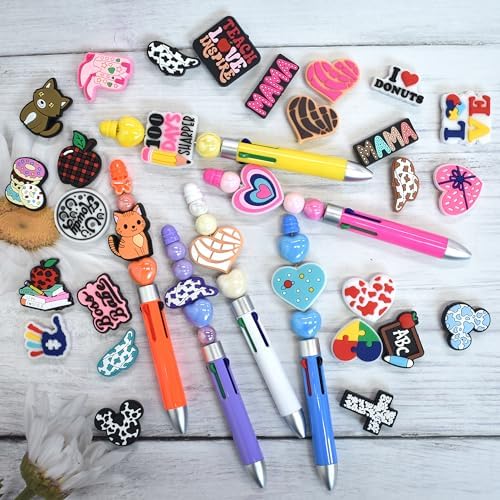 200Pcs Silicone Focal Beads Bulk, Different Random Mix Collections Teacher Character Animal Cartoon Focal Beads for Pens Keychains DIY Jewelry Making