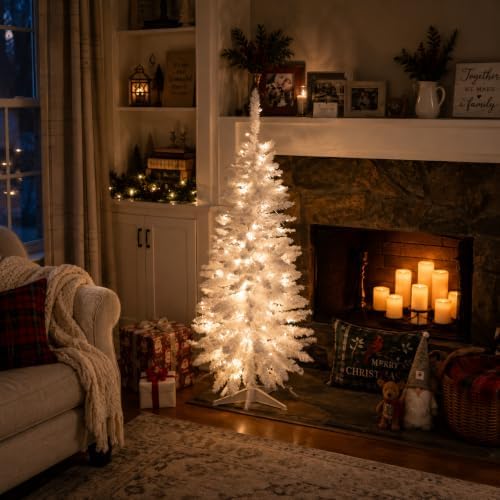 4FT White Artificial Small Christmas Tree Mini Tabletop Decor