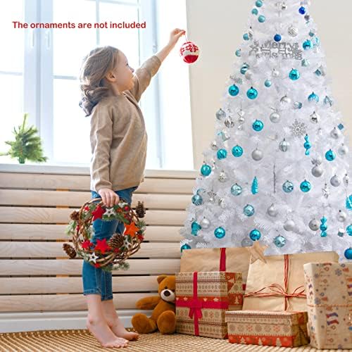 COSTWAY 7Ft-Artificial-PVC-Christmas-Tree-W-Stand-Holiday-Season-Indoor-Outdoor-White