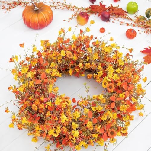 24 Inch Fall Wreaths for Front Door Boho Fall Wreath Rustic Autumn Wreath