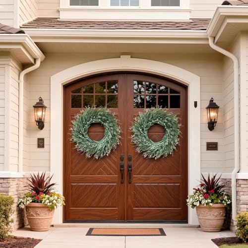 32" Large Artificial Eucalyptus Wreath with Seeds for Front Door(Green)