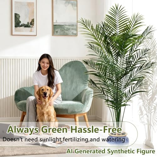 6ft Artificial Palm Tree Indoor, Large Fake Tropical Areca Palm with 18 Trunks, Tall Faux Floor Plants for Indoor Living Rooms Offices Bedroom Home Decor