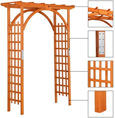 Topeakmart Wooden Arch, Wedding Arbor Trellis for Garden & Patio, 85in Tall