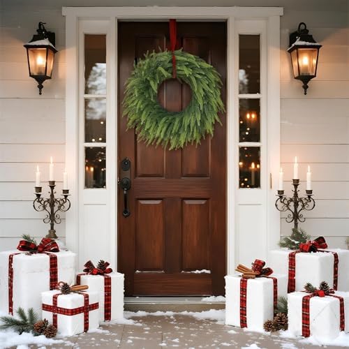 26" Lifelike Artificial Christmas Norfolk Pine Wreath for Front Door Decor