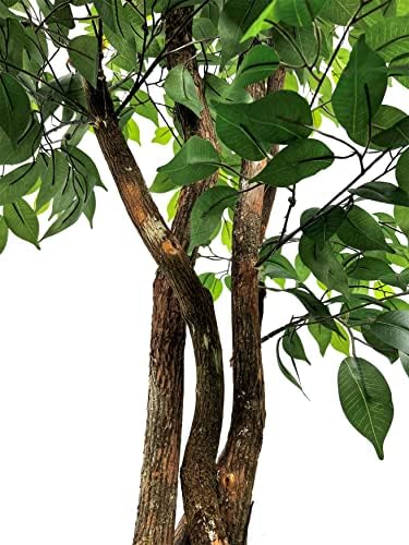 Cypress & Alabaster Handmade 6.5ft 3-Tier Ficus Artificial Tree with Ethically Sourced Real Wood Trunks, Hypoallergenic, 6.5-Foot, Green