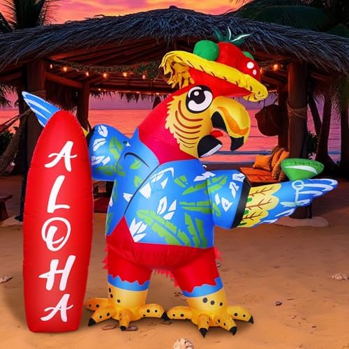 Leyndo 6.56x7.55ft Inflatable Parrot Decorations with LED Lights, Large