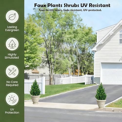 28 Inch Artificial Cedar Tree with Pot, Compact Faux Cypress Evergreen Topiary Plant for Indoor Corner, Living Room, Small Balcony & Entryway, Realistic Potted Fake Tree Accent