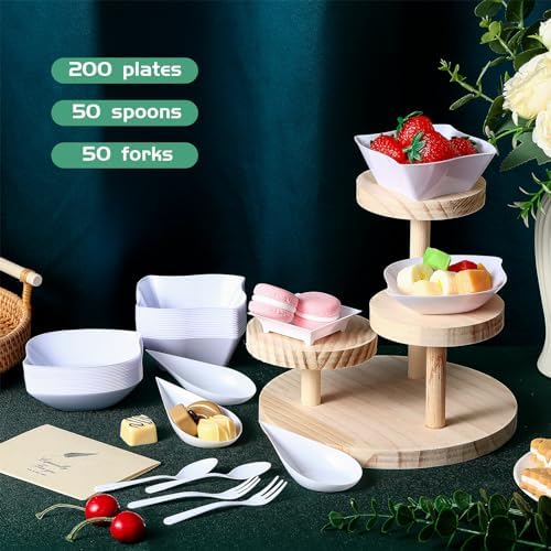 400 Pcs Mini Appetizer Plates Disposable, Classic Style, White
