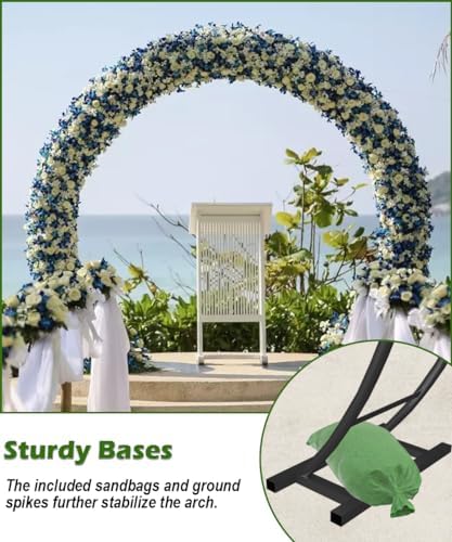 Queension 8Ft Wide 7Ft High Metal Wedding Arch for Ceremony Party, Black