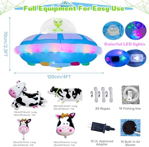 OurWarm 4FT Halloween Inflatables Outdoor, Alien Blow Up Yard Decorations