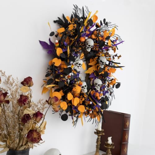 20 Inches Halloween Wreath Halloween Wreaths for Front Door Gothic Wreaths