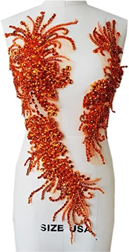 Handmade Rhinestones lace Applique handsewing Beads Sequins Trim Patches for ...