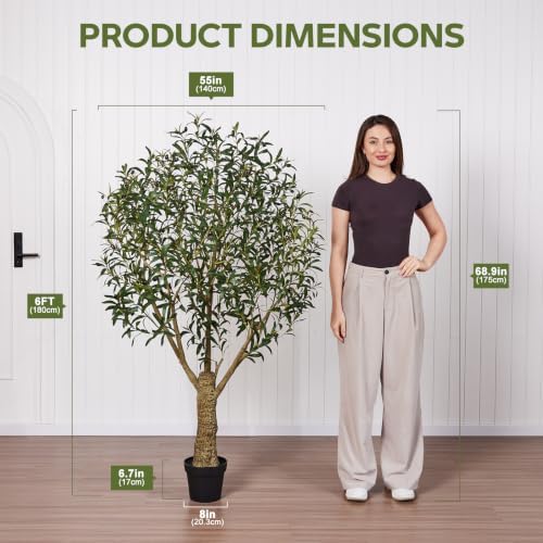 VeriNatural 6FT UV-Resistant Artificial Olive Tree with Thick Trunk