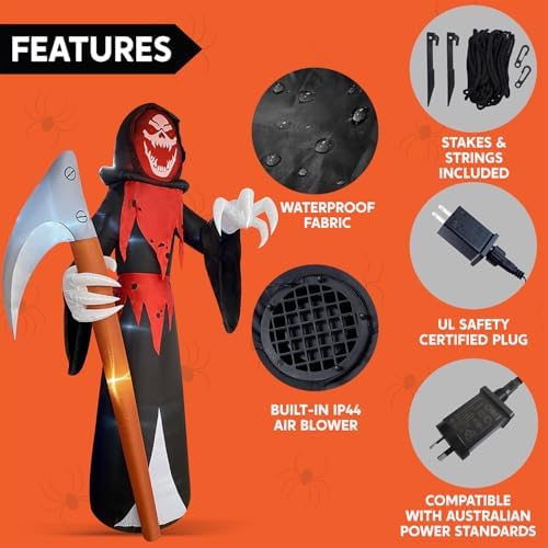 Joiedomi 12 ft Tall Halloween Inflatable Outdoor Decoration, Blow Up Yard Decorations, Grim Reaper Halloween Decor Inflatables with LED for Scary Outside Decor